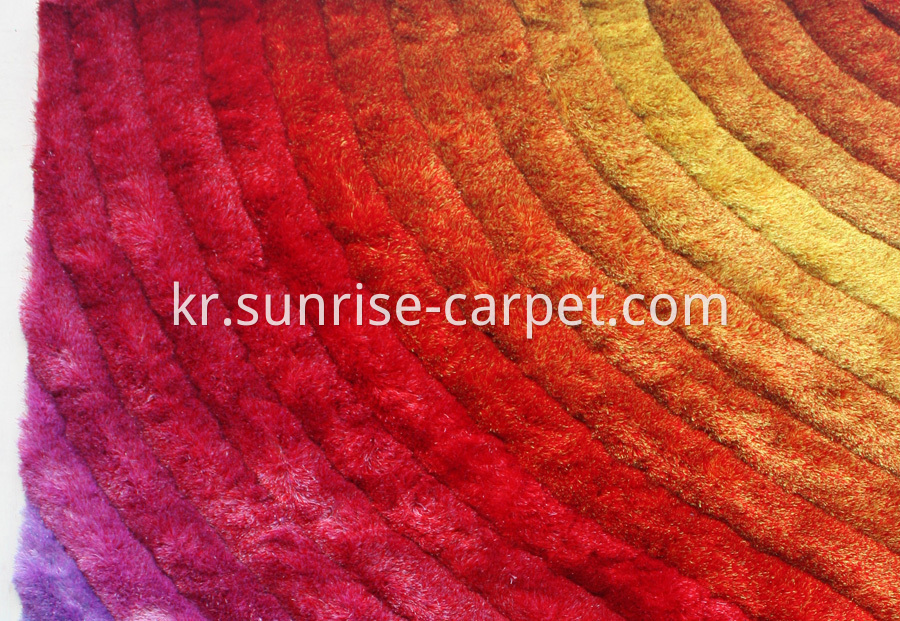 Polyester Silk Shaggy 3D Multi Color Rug